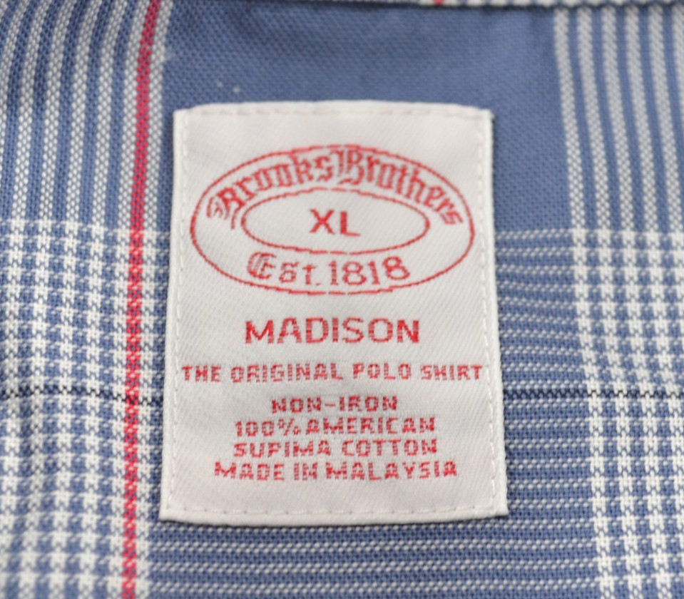 Brooks Brothers Madison Shirt Men's XL Plaid Blue White & Red Long Sleeves thumbnail 15
