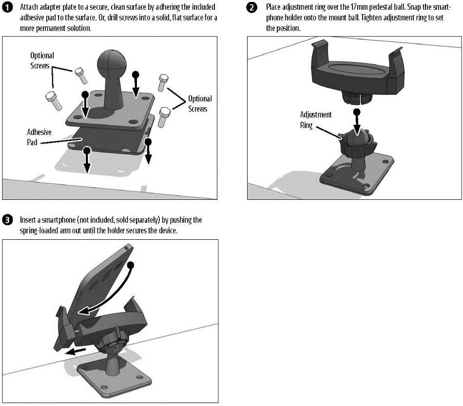 ARKON Mounts Universal Smartphone Adhesive or Drill-Base Mount for Cars Black  - Image 3 of 3