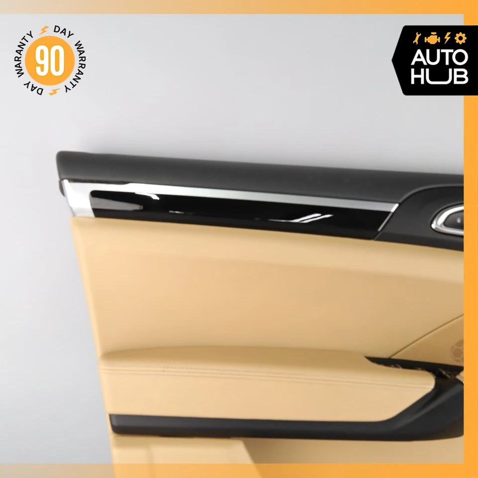 11-18 Porsche Cayenne 958 S Front Left Driver Side Interior Door Panel Beige OEM - Image 2 of 4