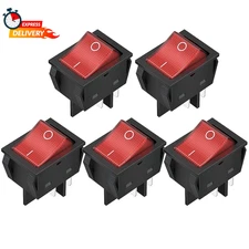 Daiertek 12V 30A Rocker Switch 4 Pin Red LED Lighted Rocker Toggle Switch DPST H