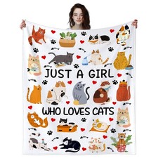 Cat Blanket Gifts for Women Girls Cat Lovers Soft Lightweight Cats Throw Blan...