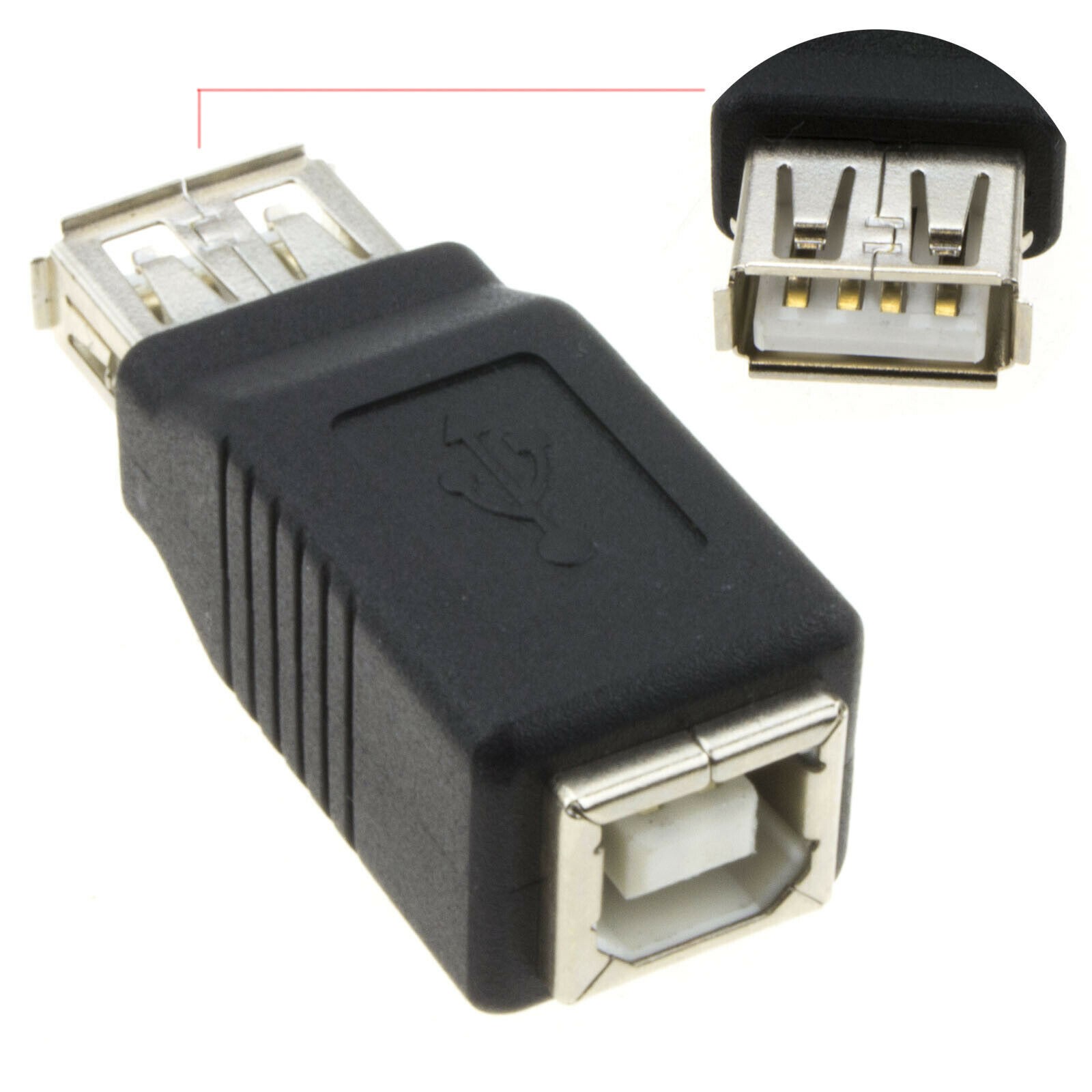 USB 2.0 Adapter/Converter A female to B female Joiner Coupler
