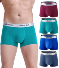 Mens Trunks Underwear Cotton Boxer Briefs Short Leg Underpants Blue Medium