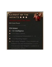 Diablo 4 S9 Raiment Of The Infinite 3GA 2.5 Unique Chest Armor Sorcerer Gear