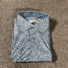 Collars and Co Shirt Mens Small Blue Floral Featherweight Dress Collar Golf