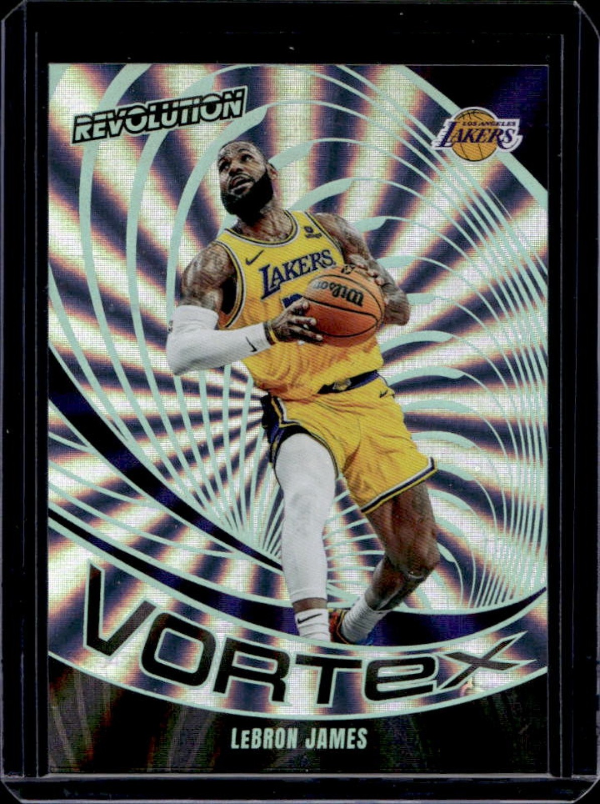 2023-24 Panini Revolution LeBron James Vortex Sunburst #/75 Lakers