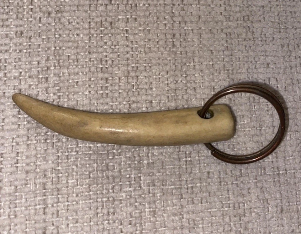 "Llavero liso de 3"" con asta de ciervo rústico hecho a mano accesorio impresionante" Foto 2 de 4