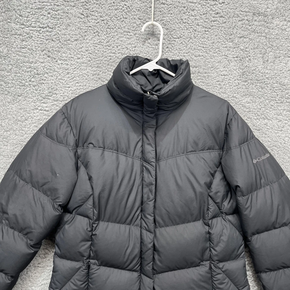 Casaco acolchoado Columbia feminino grande preto longo para baixo Parka bolsos com zíper WL5061 - Imagem 4 de 4