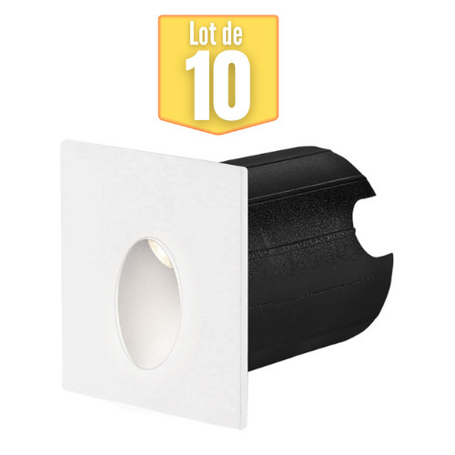 Lot de 10 mini spots LED muraux encastrables carrés blancs Braytron Vector C