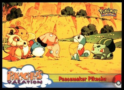 Topps Pokemon Peacemaker Pikachu #46 Pikachus Vacation Blue Logo 1999 LP