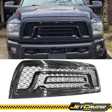 Fits 10-18 Dodge Ram 2500 3500 Gloss Black Front Bumper Upper Mesh Grille W Led
