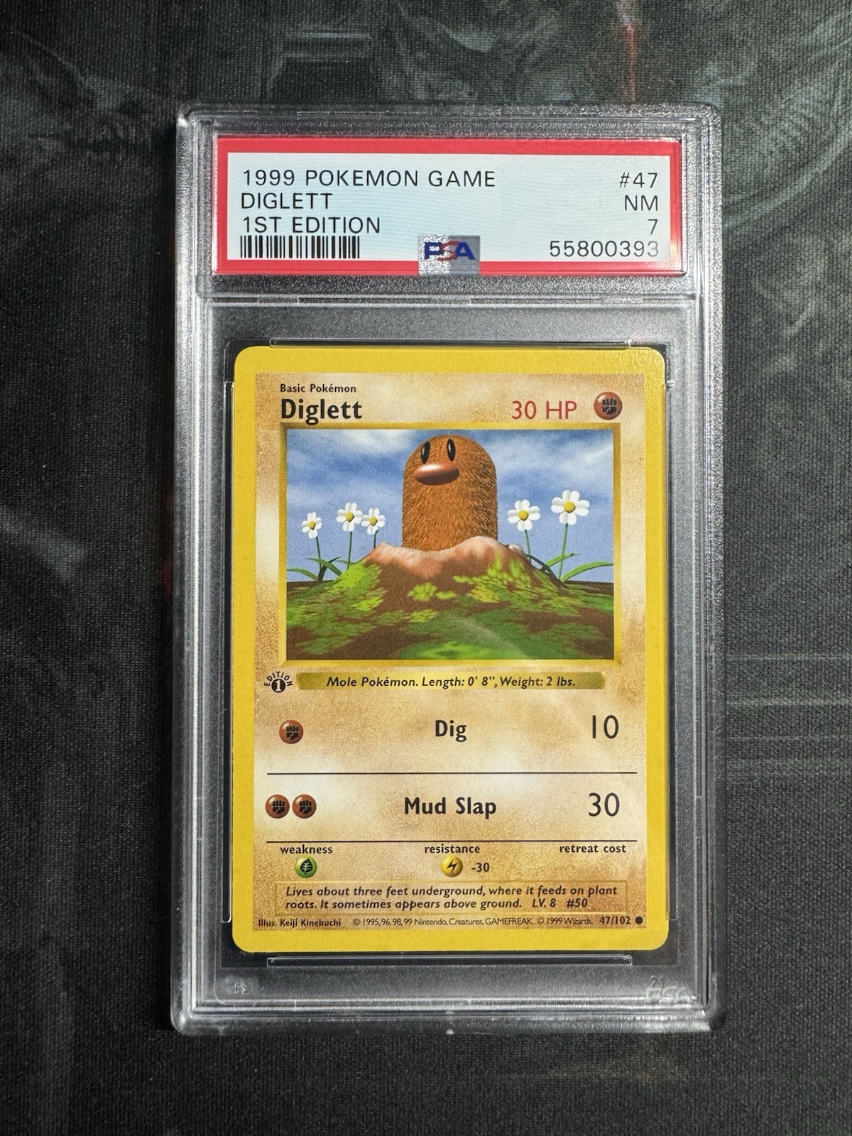 PSA 7 Pokemon 1999 Shadowless 1st Edition Base Set Diglett #47 LOW POP