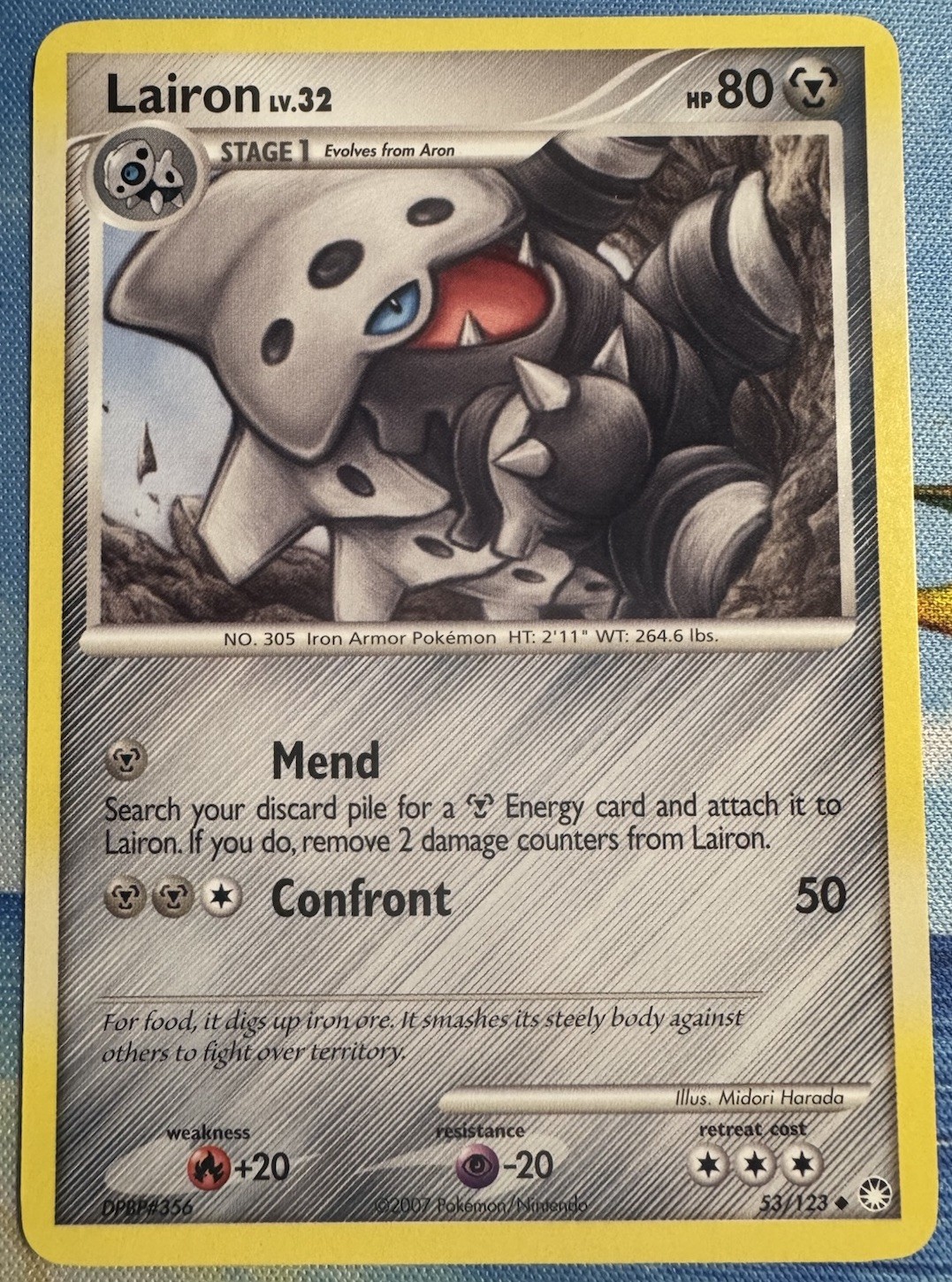 Lairon 53/123 Mysterious Treasures Uncommon MP Pokemon Card
