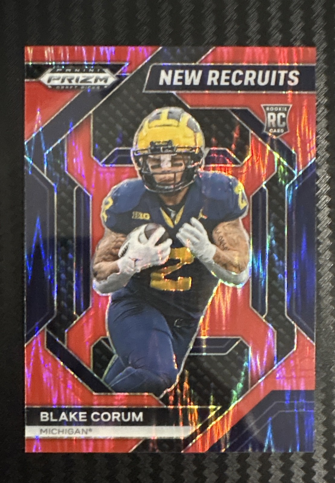 2024 Panini Prizm DP New Recruits Blake Corum Red Flash Prizm #02/49 *Jersey Num