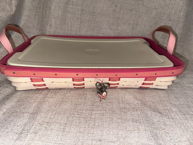 2010 Longaberger Horizon of Hope Pink Tray with Plactic Insert and Lid