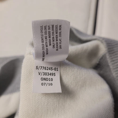 Old Navy Mens Striped Sweater XXL 100% Cotton Light Gray Cream Knit Long Sleeve - Picture 15 of 18