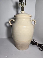 Rowe Pottery Works Table Lamp Crackle Glaze Confit Pot French Country Stoneware 