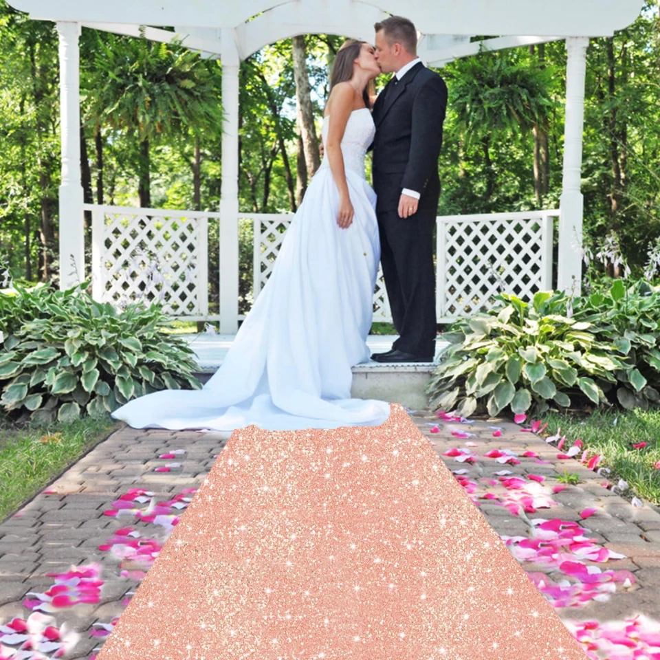 FUHSY Aisle Runners for Weddings Sequin Aisle Runner Rug 2Ftx15Ft Rose Gold Carp — 第 3/4 张图片