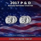 2017 P&D Kennedy Half Dollar 2-Coin Set BU Uncirculated US Mint 50C