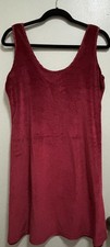 VTG Private Luxuries Red Velour Satin Trim Sleeveless Slip Dress Nightgown Sz M