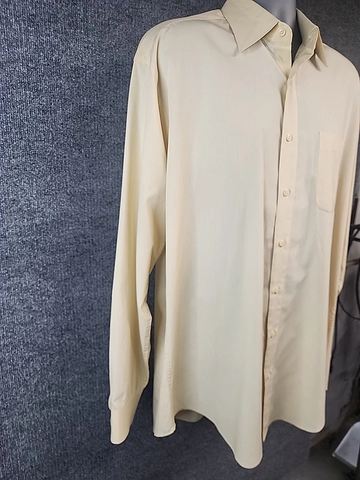 Italo Mondo Men’s 16.5 36/37 Tall Button Down Dress Shirt Collar Light Yellow - Image 3 of 4