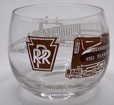 Vintage Pennsylvania Railroad PRR Clear/White Brown Glass Cup 2-1/2 x2-1/2 . 12