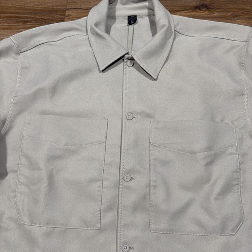 LULULEMON Men’s LARGE Beige Sueded Camp Collar Overshirt Button Jacket M3EWBS - Picture 9 of 15