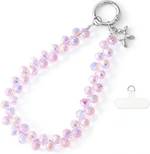 Crystal Beaded Phone Wrist Strap - Sparkling Phone Charm Lanyard with Tether Tab