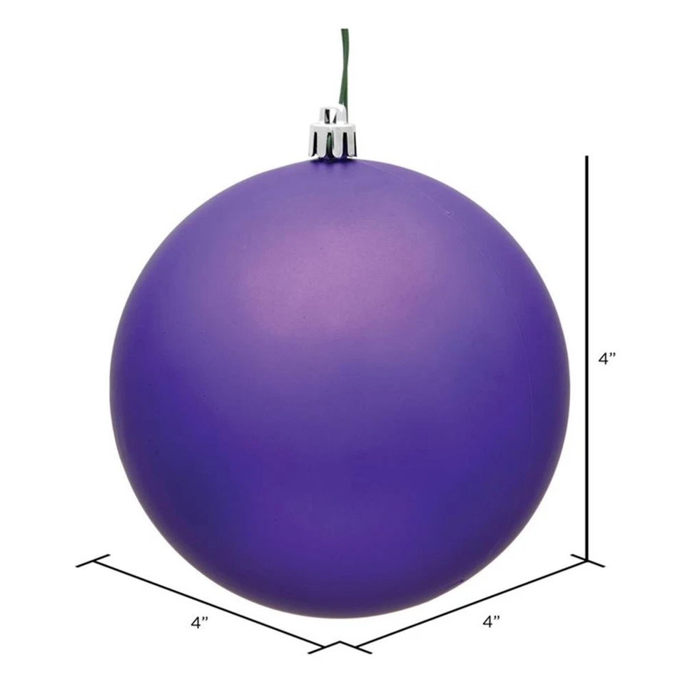 Vickerman 4" Plastic Ball Ornaments in Matte Purple (Set of 6) - Изображение 2 из 4