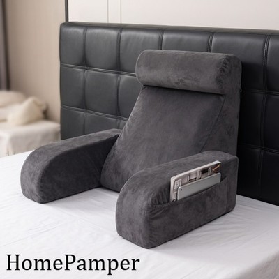 Reading Pillow for Bed, 16.5-Inch Bed Rest Backrest Pillow with Arms