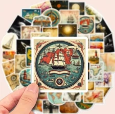 10pcs Nautical & Cosmic  Stickers- Scrapbook, Journal, DIY Crafts & Card Making