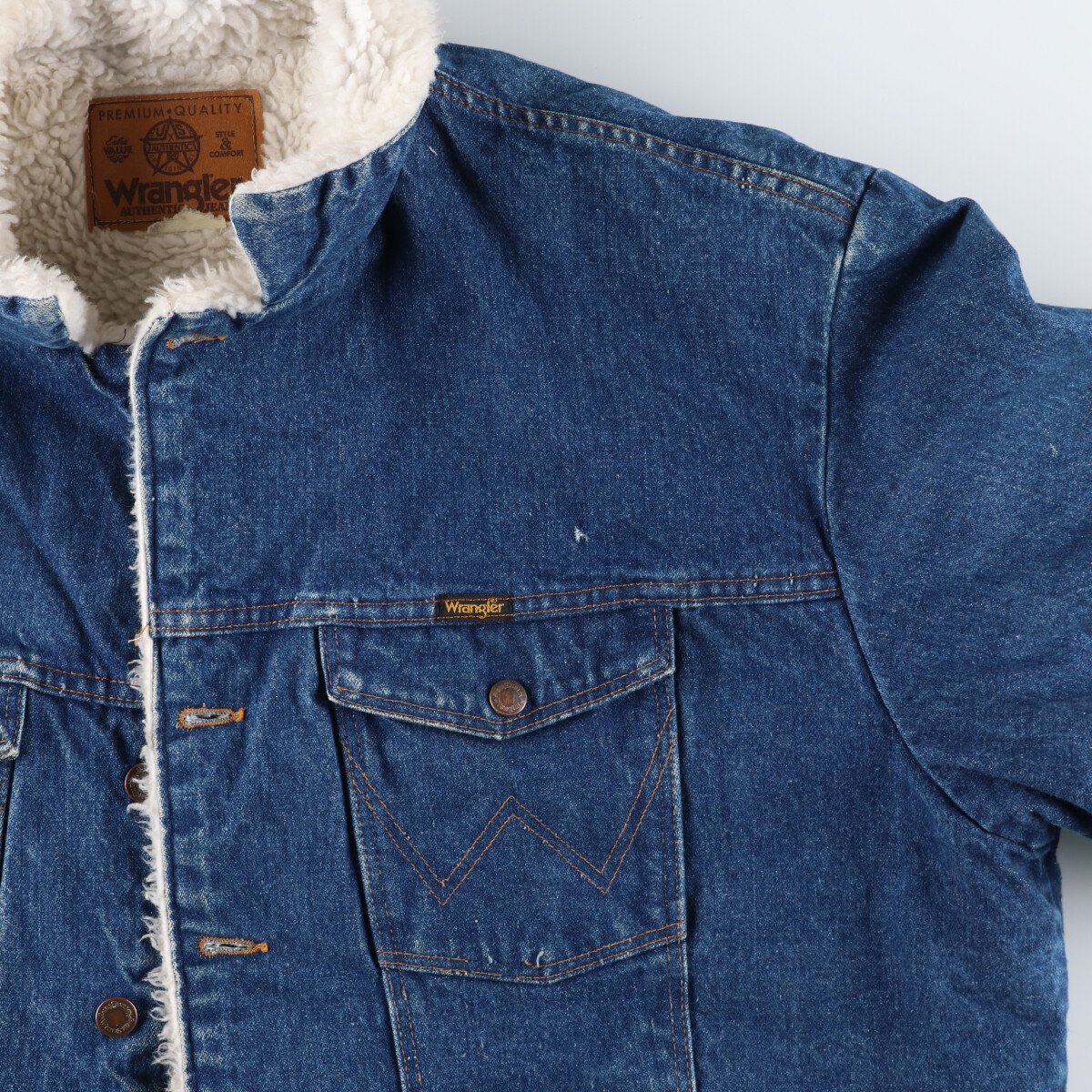 S*)様 80s USA wrangler boa denim jacket 80'S Wrangler Premium Quality Denim Boa Jacket, Men's XL