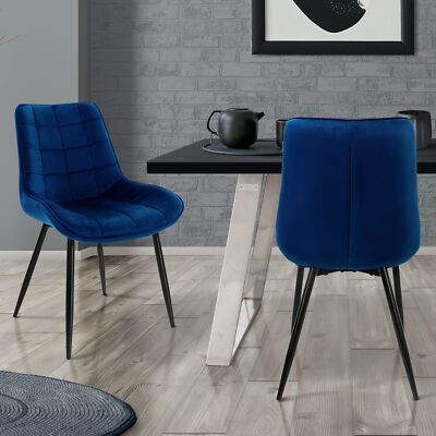 Sedie da cucina salotto ristorante in velluto blu scuro gambe in