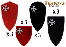 FIREFORGE GAMES DVSH05 DEUS VULT HOSPITALLER ORDER SHIELDS 2 12 PCS