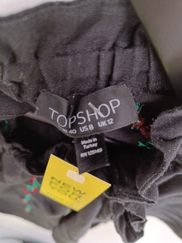 Topshop Women's Top UK 12 Black Linen with Polyester, Viscose Basic - Picture 5 of 5