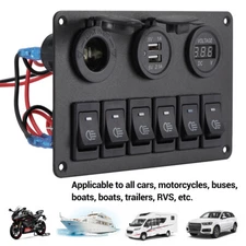 12V LED 6 Gang On/Off Rocker Switch Panel Car Truck Boat Marine Inline Fuse Box