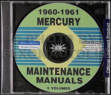 1960-1961 Mercury Shop Manual CD Monterey Meteor Montclair Park Lane 60 Comet