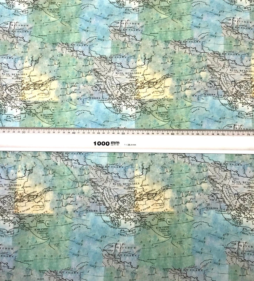 Stoff Meterware Baumwollstoff Patchwork 50cm Weltkarte Geografie Karte Landkarte - Bild 4 von 4