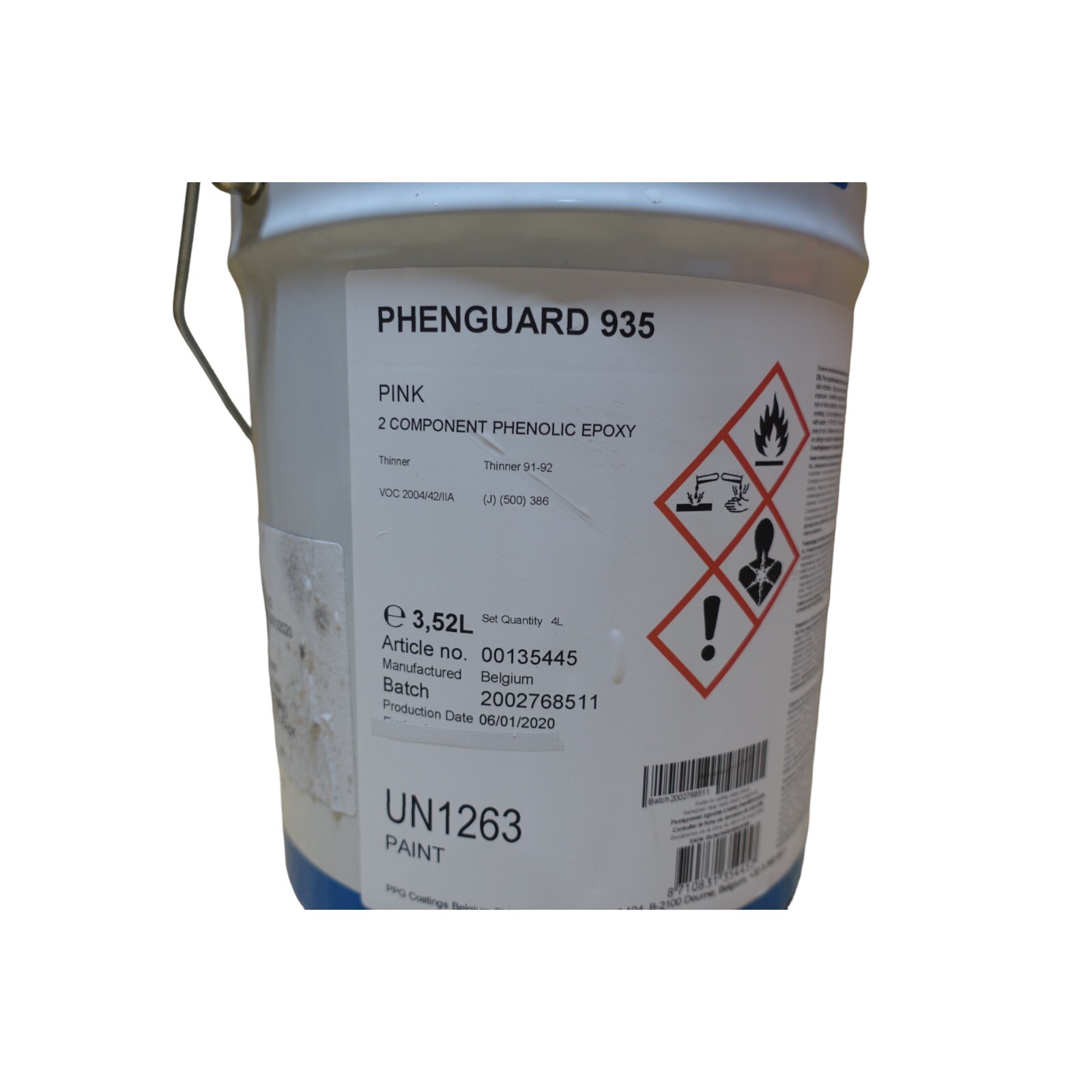 Marine Epoxy Paint Phenguard 935 4L Amine Adduct Cured Phenolic Epoxy