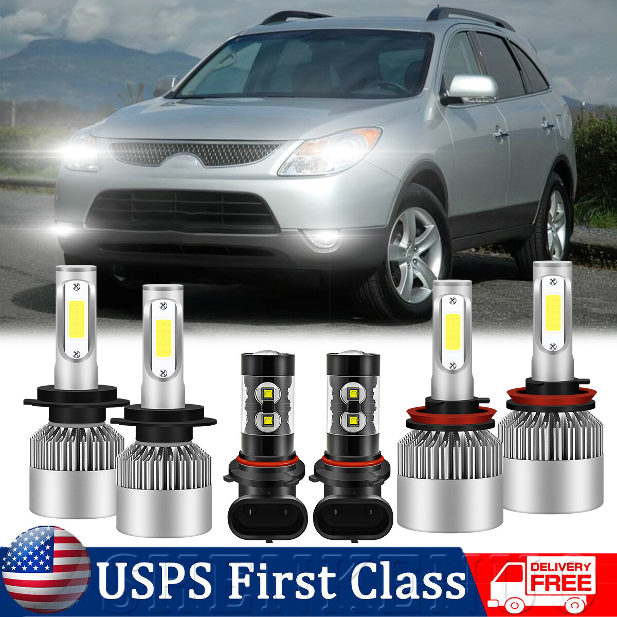 For Hyundai Veracruz 2007-2011 LED Headlights Hi/Lo Beam + Fog Light ...