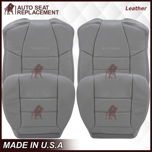 2003 2004 05 06 2007 Ford F250 F350 Lariat Extended Cab Leather Seat Cover Gray - Picture 12 of 16