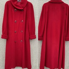MANSFIELD VINTAGE 80’s 20’s DECO RED CASHMERE WOOL LONG RIDING COAT  12 14 16