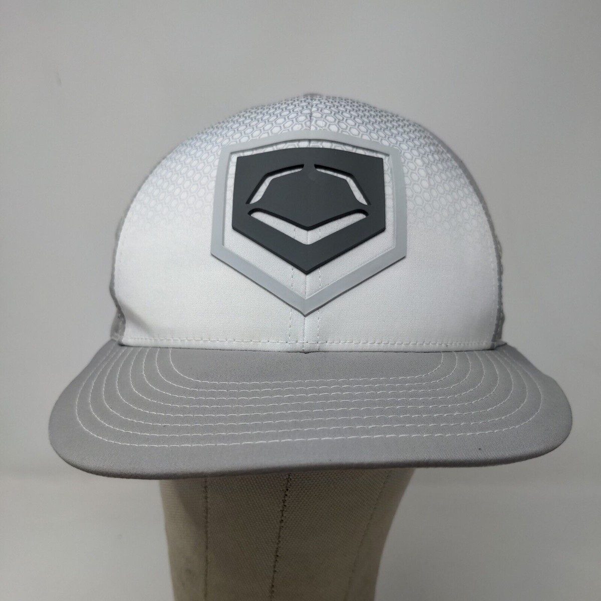 Evoshield Men's Fitted Hat Gray White Size S/M Embroidered Logo Poly Spandex