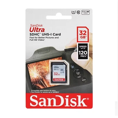 SanDisk Ultra 32GB SD SDHC Flash Memory Card Class 10 120MB/s UHS-I - Image 1 of 3