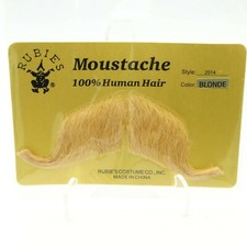 Rubies Moustache Mustache Handlebar Theatrical Facial Disguise Blonde -REAL HAIR