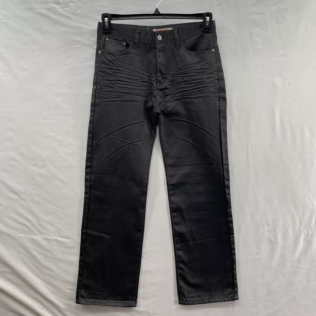 Old Skool Brand Jeans Men Dark Gray Black Coated Relaxed Straight Leg Pants 16