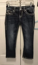Womens Size 1/2 (28x22) Vigoss The Dublin Denim Blue Jean Capri's - thick stitch