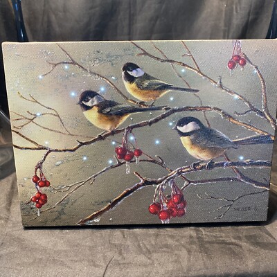 1FE 300ペレット 高品質アート作品3セット James Meger Three's a Crowd Black Capped Chickadee Art 8 1/2”x 6