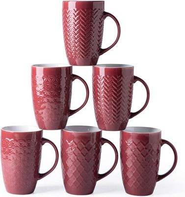 Extra Large Coffee Mugs Set of 6, 20Oz Ceramic Tall Coffee Mugs with Textured Ge