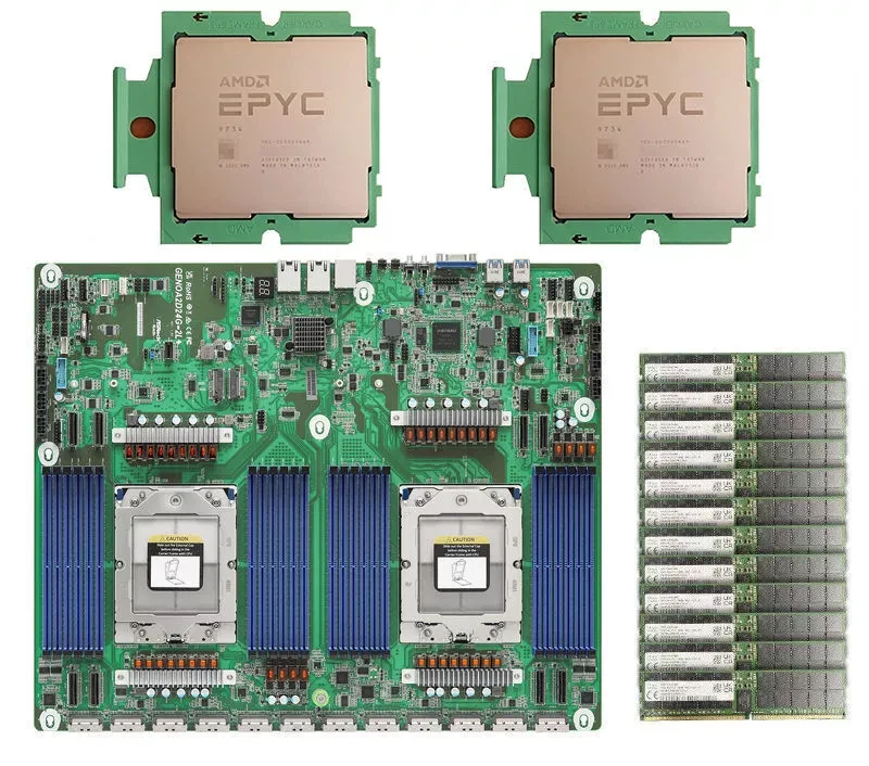 8GPU PCIe5.0 X16 bandwidth Server ASRock RACK GENOA2D24G-2L+2x AMD 9734 + 768GB - Image 3 of 4